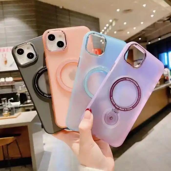 İphone 14 Plus Stantlı Buzlu Sert Magsafe Kapak