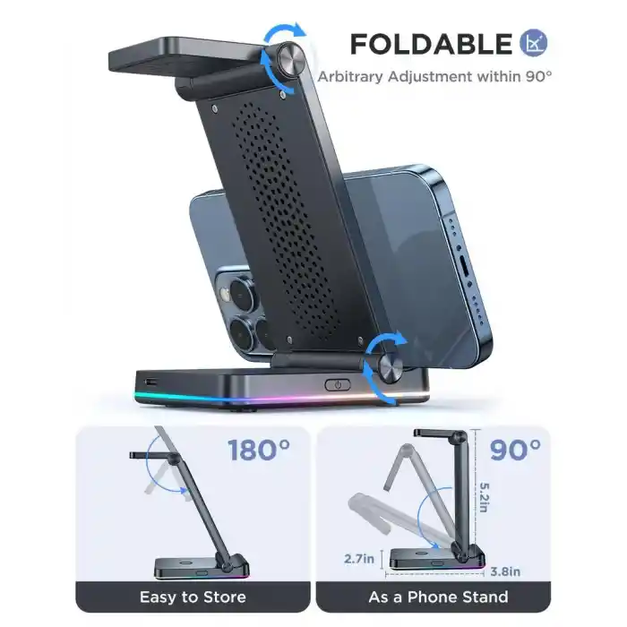 Joyroom 3 ü 1 Arada Katlanabilir Kablosuz Manyetik  Şarj İstasyonu