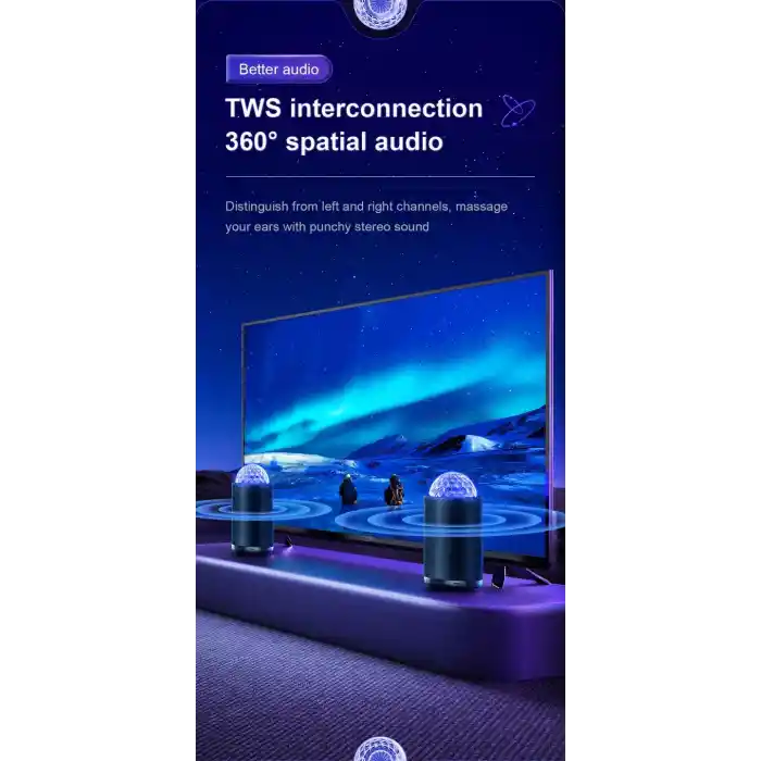 Joyroom JR-MS01 Maya Seri RGB  Maya Serisi RGB Kablosuz Hoparlör-Siyah