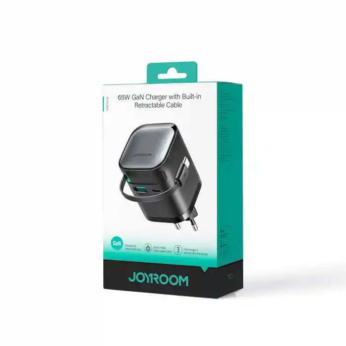 Joyroom JR-TCL02 Gan 65W Geri Çekilebilir Kablolu 2 Portlu Şarj Cihazı