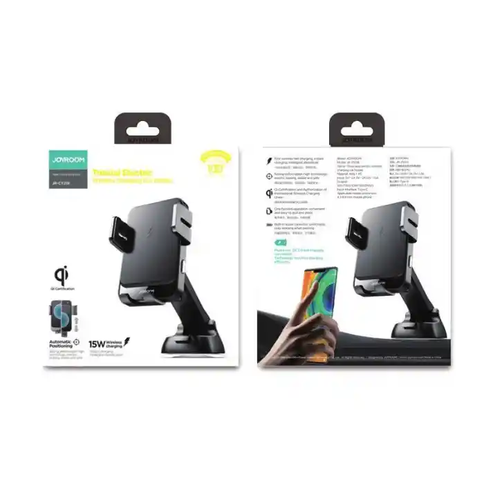 Joyroom JR-ZS219 Kablosuz Şarj 15W Vantuzlu Cep Telefonu Tutucu Siyah