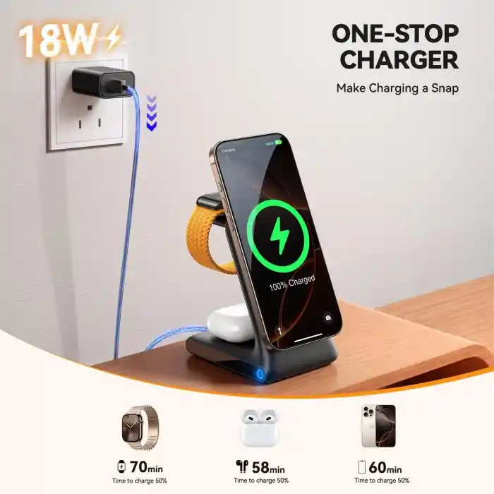 Joyroom W15 3in 1 Katlanabilir Çoklu Masaüstü Kablosuz Şarj Standı