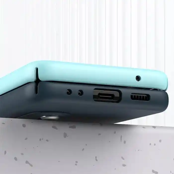 Samsung Galaxy Z Flip 3 Katlanır 2 Renkli Parmak Tutuculu Deri+Silikon Kılıf