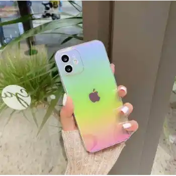 İphone 11 Pro Max Parlak Rainbow Holografik Kamera Korumalı Sert Kılıf