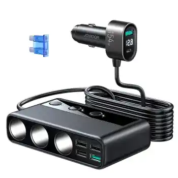 Joyroom JR-CL06 Üç Soketli 5in1 154W Araç Şarj Adaptörü PD+QC3.0+USB*4