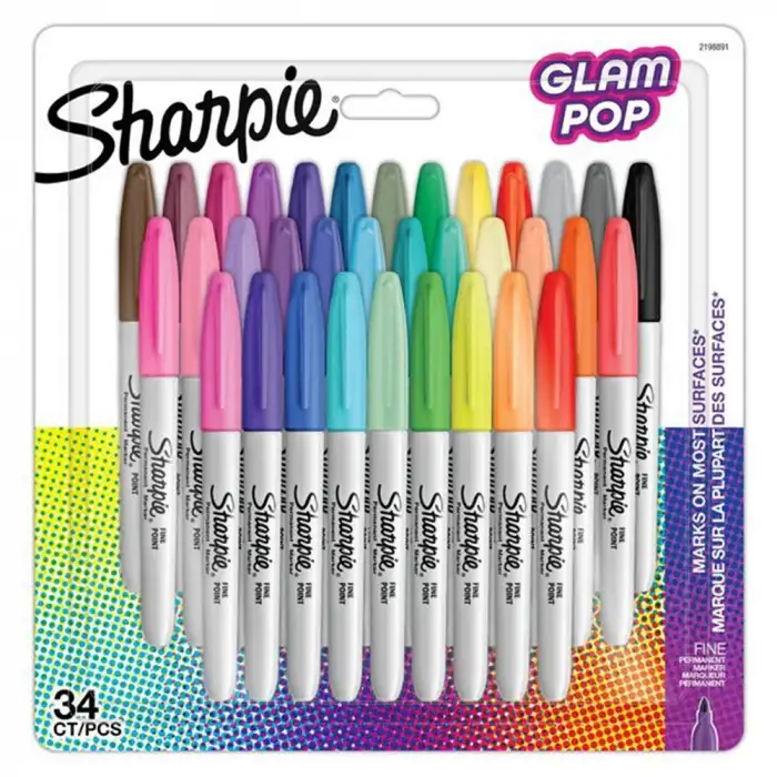 Sharpie Permanent Markör Fine Glam Pop 34 Lü Bls