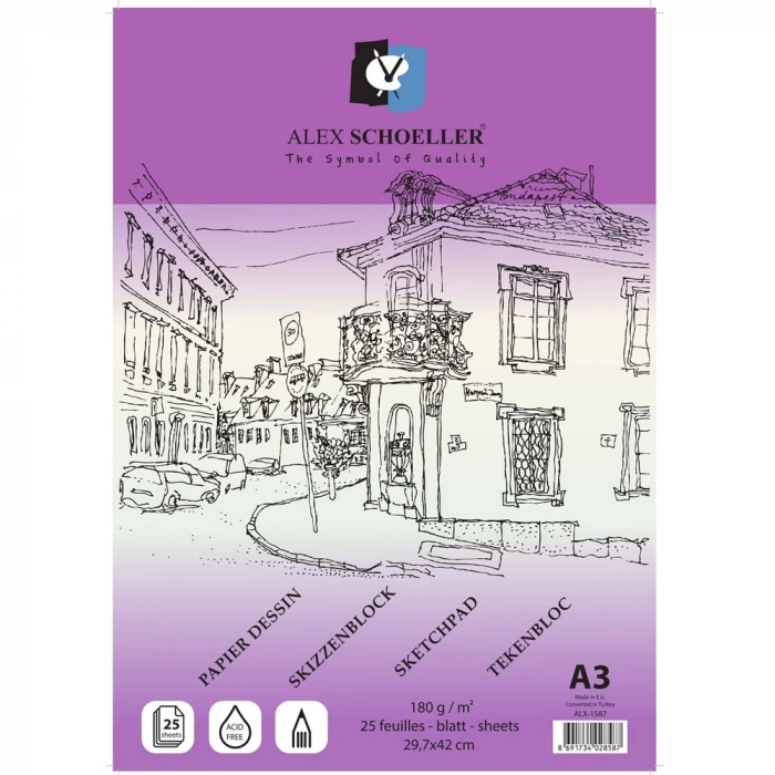 Alex Schoeller Eskiz Blok Yapışkanlı A3 180 Gr 25 Li Alx-1587