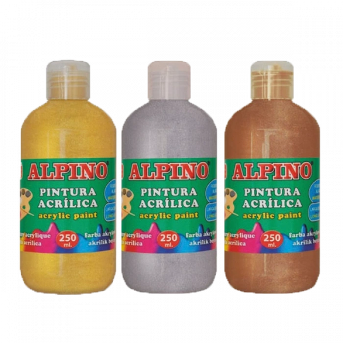 Alpino Akrilik Boya Şişe 250 ML Metalik Beyaz DV000120