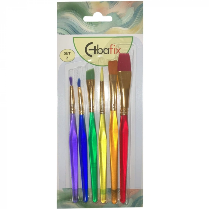 Bafix Fırça Seti Set-2 şeffaf sap renkli 6 Lı Bfx-Fır70902