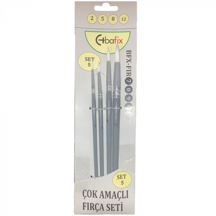 Bafix Fırça Seti Set-5 sap gri (2-5-8-12) 4 lü Bfx-Fır70905