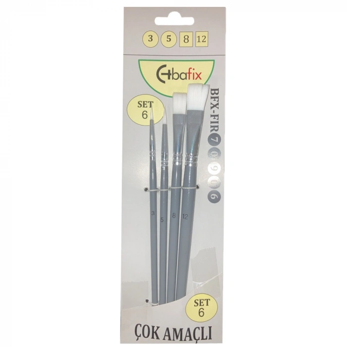Bafix Fırça Seti Set-6 sap gri (3-5-8-12) 4 lü Bfx-Fır70906