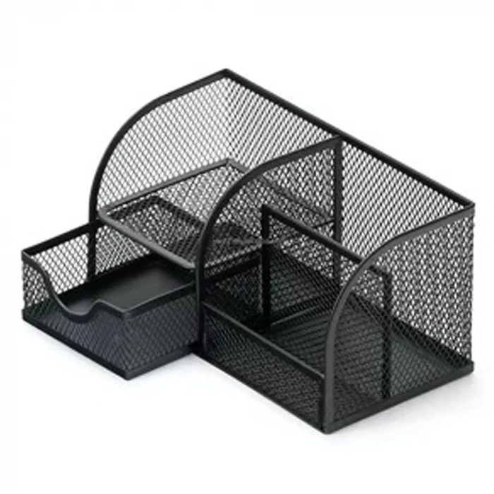 Bafix Metal Kalemlik 4 Bölmeli Siyah Mmk7023