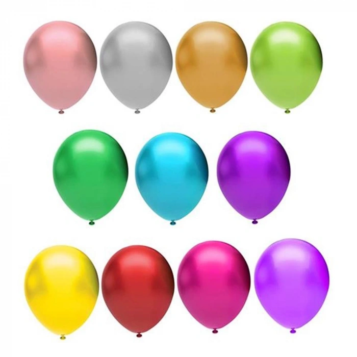 Balonevi Balon 12 Karışık Baskısız Metalik Renk 100 Lü