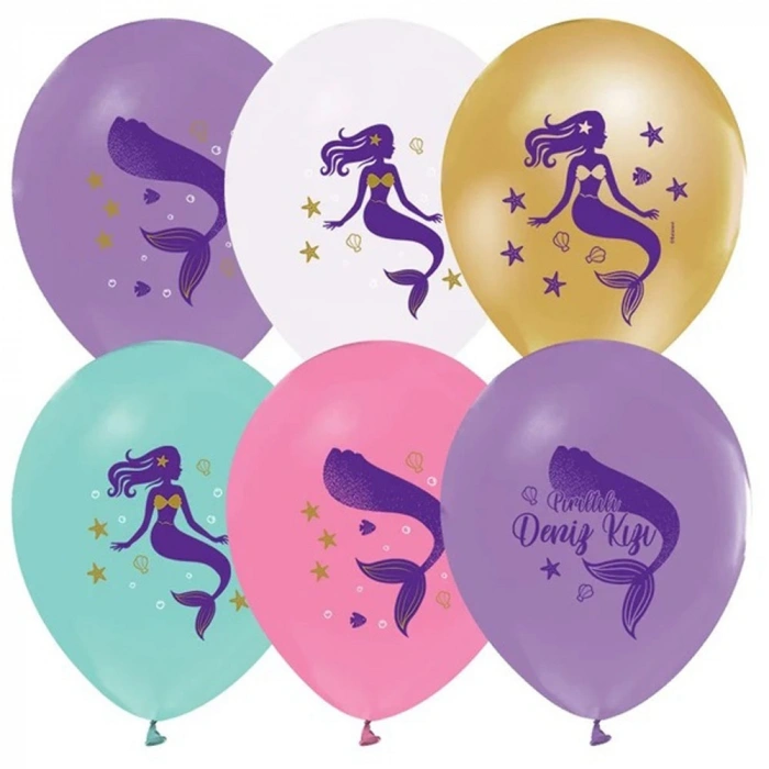 Balonevi Balon 3+1 Pırıltılı Deniz Kızı Baskılı 12