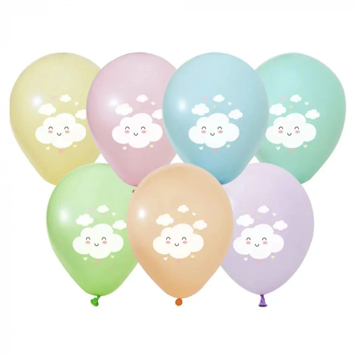 Balonevi Balon 4+0 Gökkuşağı Bulut Baskılı 12 8 Li