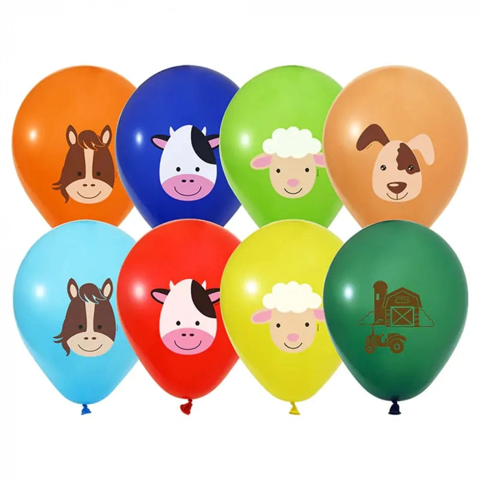 Balonevi Balon 4+1 Çiftlik Hayvanları 12 Pastel 8 Li