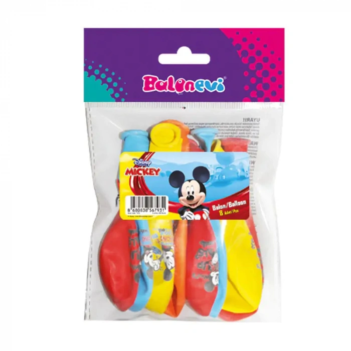 Balonevi Balon 4+1 Mickey Playful House Baskılı 12 8 Li