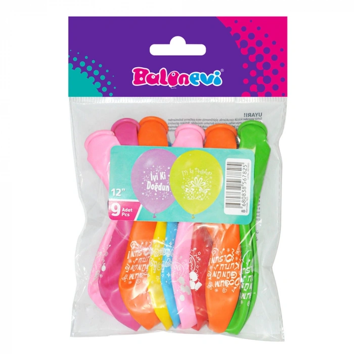 Balonevi Balon Doğum Günü Baskılı 12 9 LU
