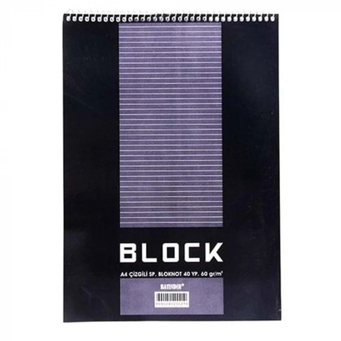 Bayındır Bloknot Spiralli Çizgili 40 YP A4