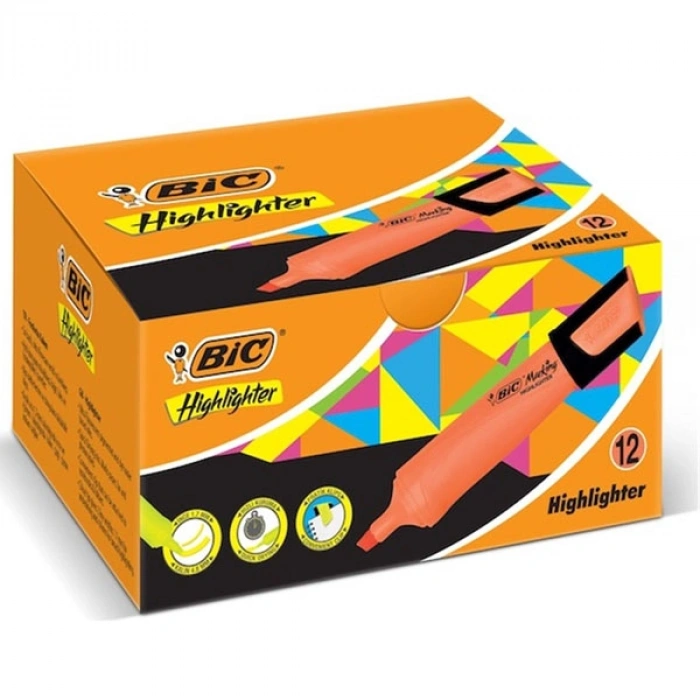 Bic Fosforlu Kalem MarKing Flat HighLighter 12 Lİ Turuncu 968585