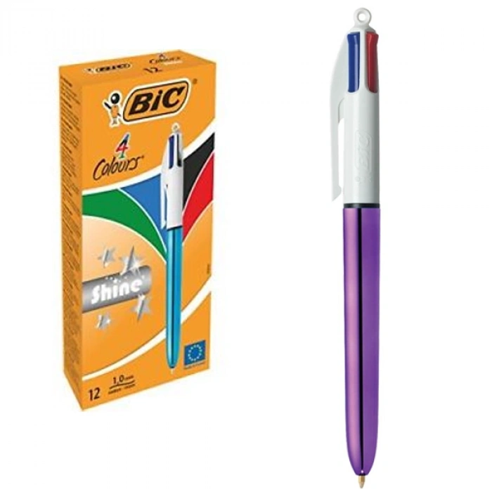 Bic Tükenmez Kalem Shine 4 Colours Mor Gövde 12 Lİ 951351