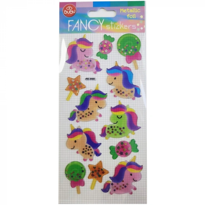 Bu-Bu Damla Stickers Unicorn Metalik 9x20 BUBU-PUS-8408