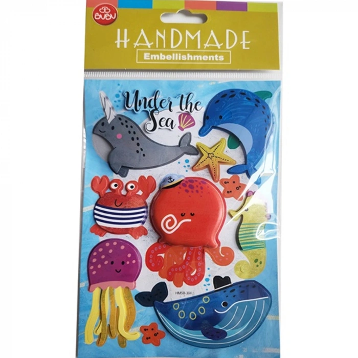 Bu-Bu Handmade Stickers Deniz Hayvanları 12,5x23,5 BUBU-HMSB-304