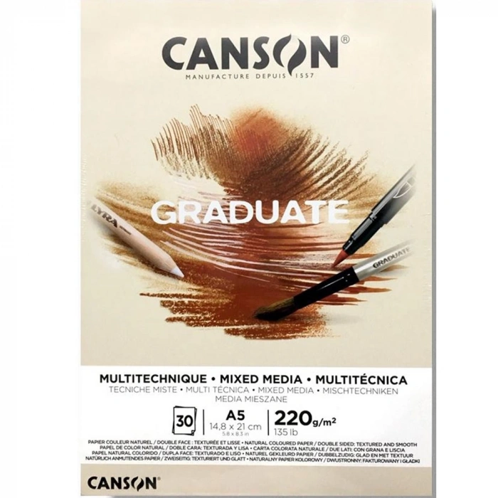 Canson Çizim Bloğu Graduate Mix Media Natural 30 Syf A5 220 GR