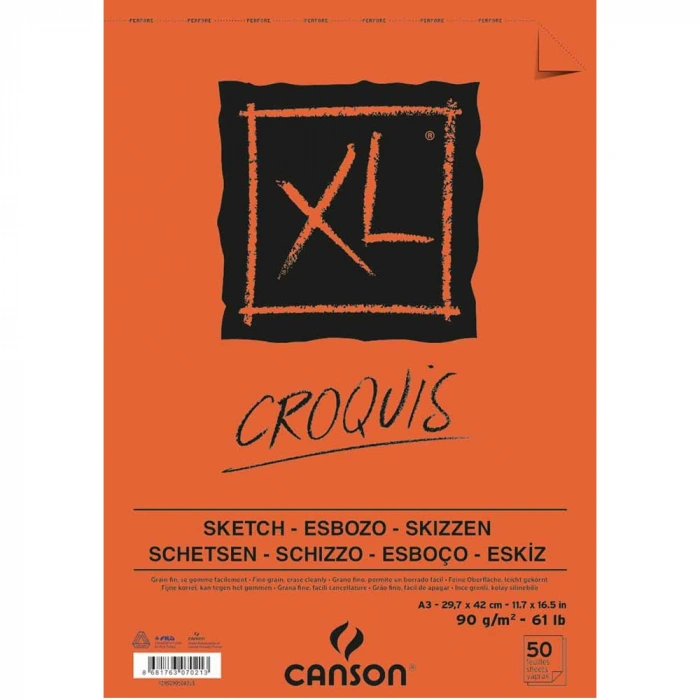 Canson Eskiz Croquıs XL 90 Gr Üsten Spiralli A3 50 YP