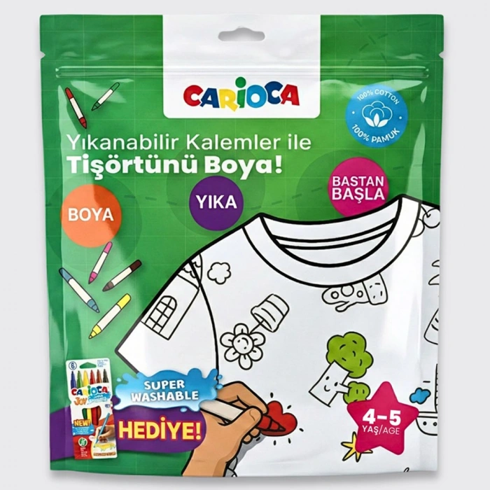 Carioca Boyanabilir Tişört-Keçeli Kalem 4-5 Yaş Ln-80006
