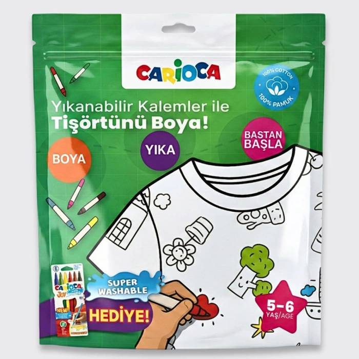 Carioca Boyanabilir Tişört-Keçeli Kalem 5-6 Yaş Ln-80007