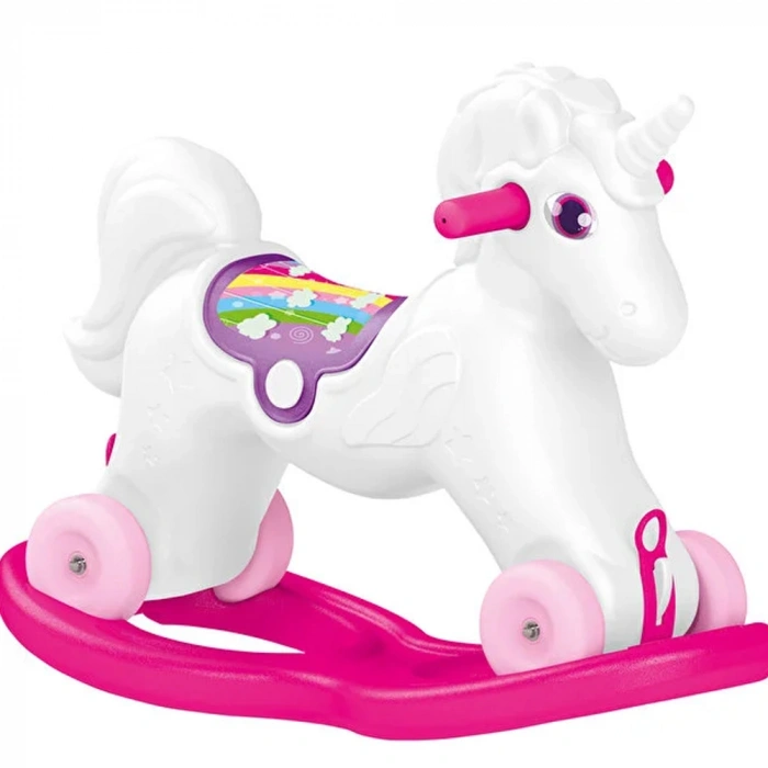 Dolu Oyuncak Unicorn Sallanan Tekerlekli At
