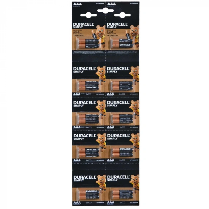 Duracell AlKalın İnce Kalem Pil (AAA) 20 Lİ Kartela