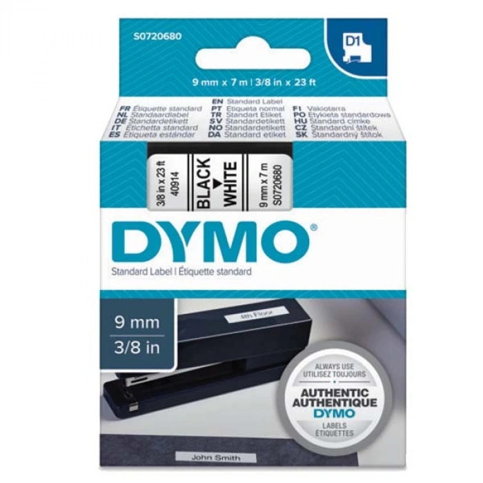 Dymo D1 Şerit Standart 9 MMx7 MT Beyaz Üzerine Siyah 40913-41913 S0720680
