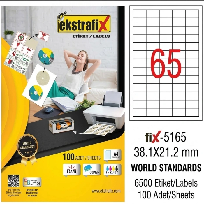 Ekstrafix Laser Etiket 38,1x21,1 Q Fix-5165