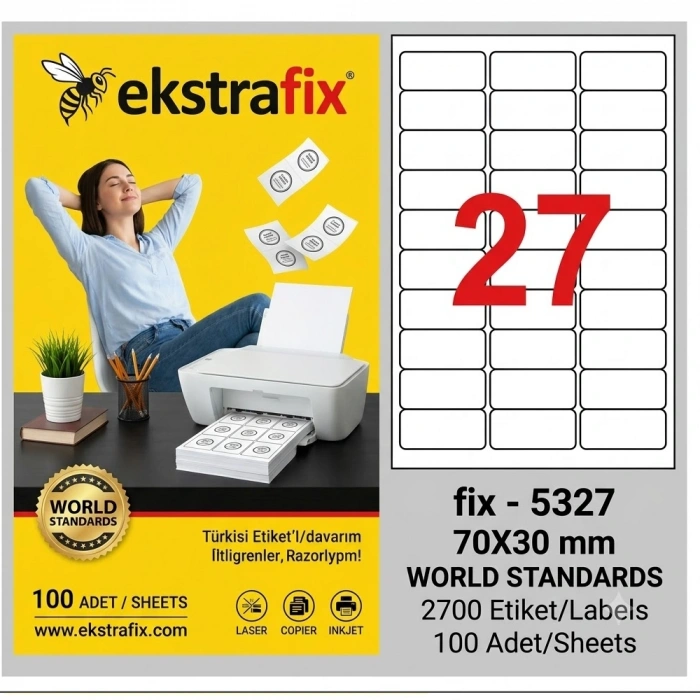 Ekstrafix Laser Etiket 70x30 MM Q Fix-5327