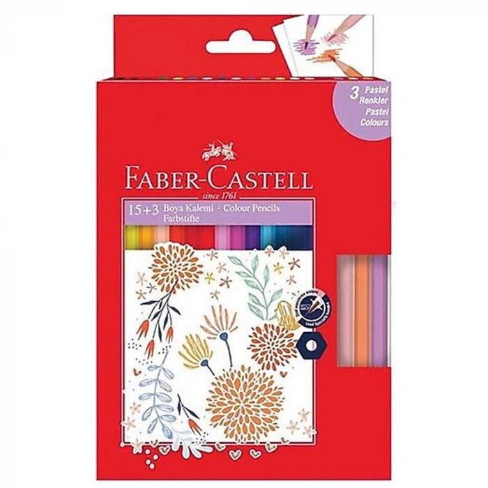 Faber-Castell 15+3 Pastel Renk Boya Kalemi