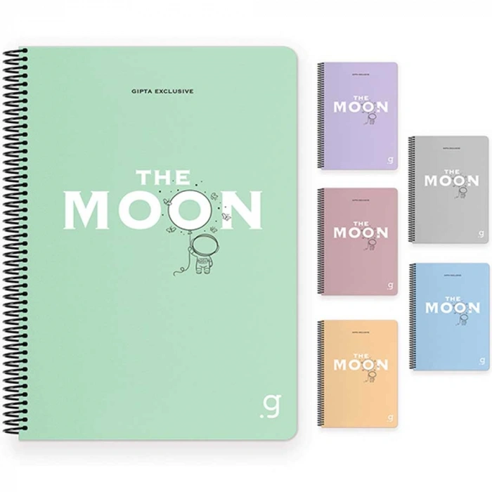 Gıpta Moon Spiralli Plastik Kapak Defter A4 80 YP Kareli