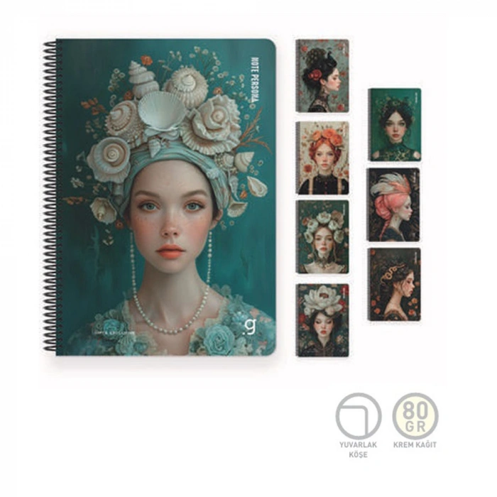 Gıpta Note Persona Spiralli Sert Kapak Defter 17x24 100 Yp.Çizgili