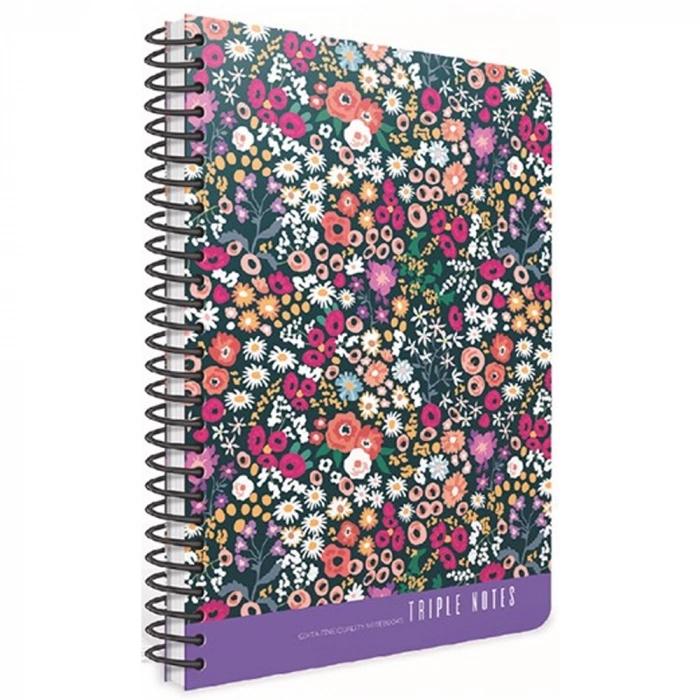 Gıpta Trıple Notes Spiralli Sert Kapak Defter 17x24 80 YP Kareli
