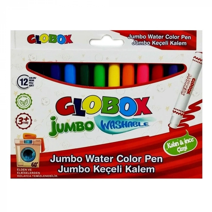Globox Keçeli Kalem Jumbo Yıkanabilir 12 Li 3379