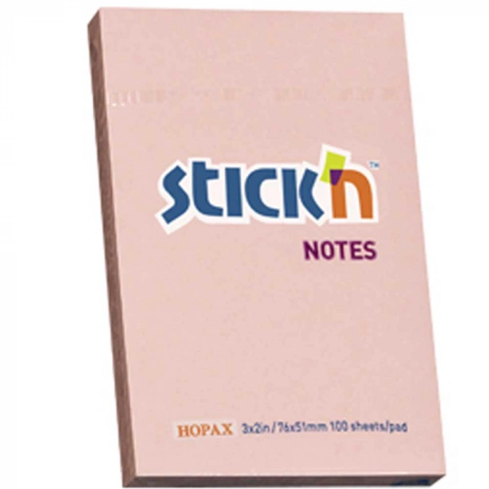 Hopax Stickn Yapışkanlı Not Kağıdı 100 YP 76x51 Pastel Pembe HE21145