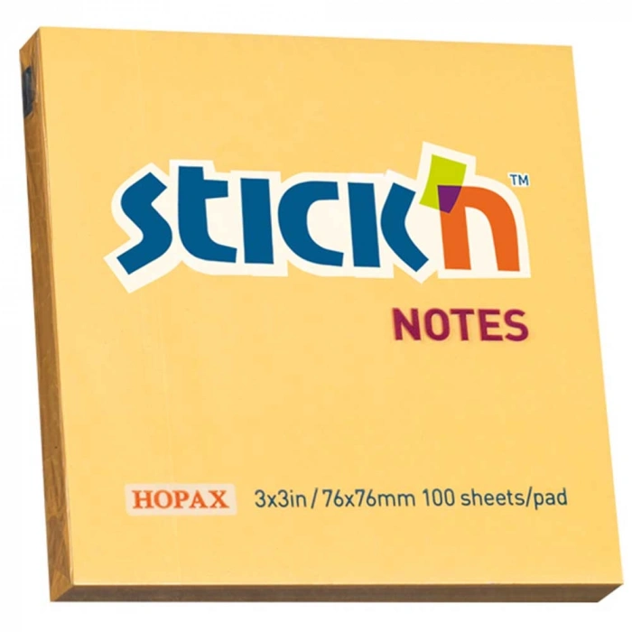 Hopax Stickn Yapışkanlı Not Kağıdı 100 YP 76x76 Pastel Turuncu HE21391
