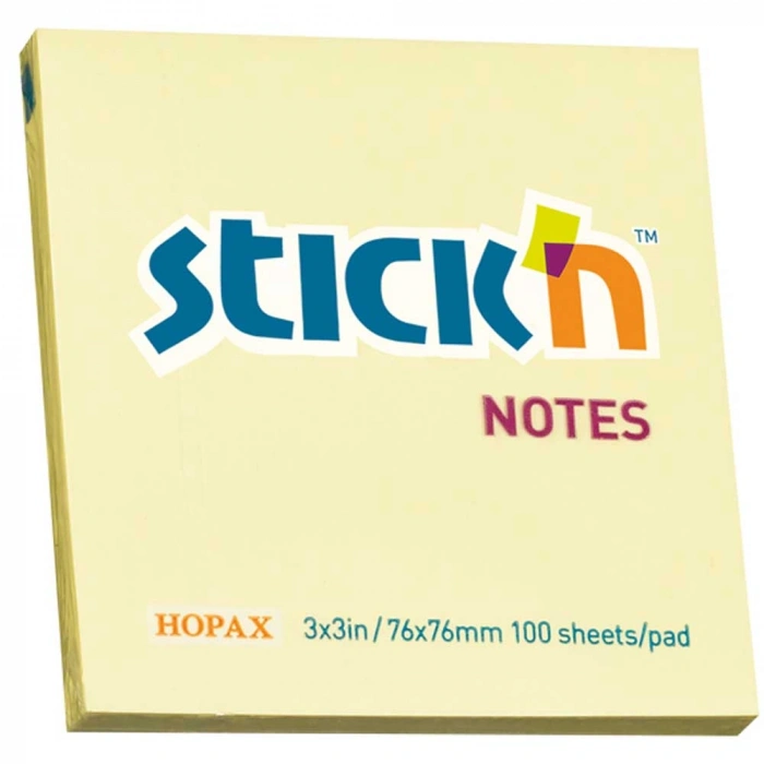 Hopax Stickn Yapışkanlı Not Kağıdı 100 YP 76x76 Sarı HE21007