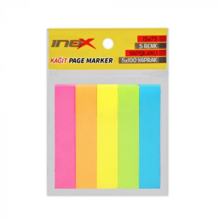 İnox Yapışkanlı Kağıt Page Marker 15x75 5 Renk 100
