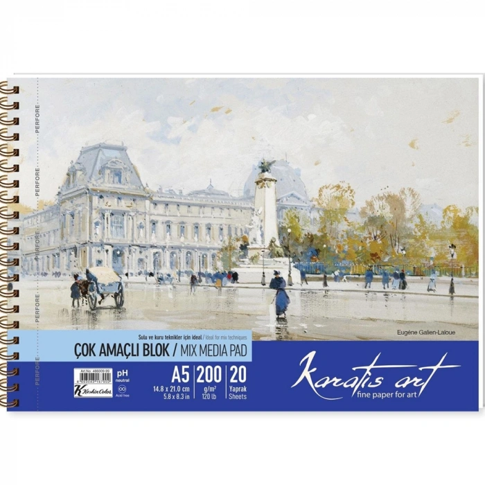 Karatis Resim Blok Spiralli Art 200 GR A5 20 YP 486009-99