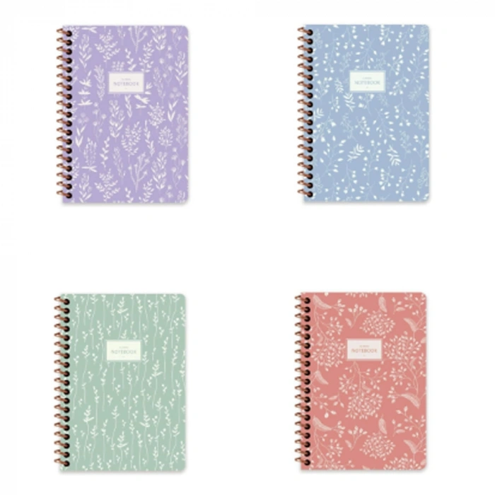 Keskin Color Defter Karton Kapak Spiralli Pastel Flora A6 80 YP Çiz. 384951-99