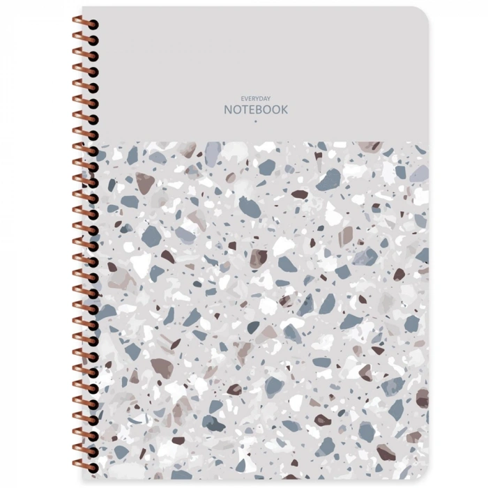 Keskin Color Defter Plastik Kapak Spiralli Terazzo 16,5x22,5 80 YP Kar.