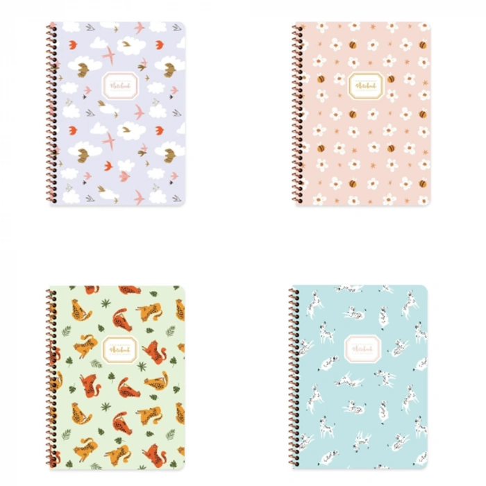 Keskin Color Karton Kapak Spiralli Hayvanlar Defter 16,5x22,5 80 Yp Çiz.