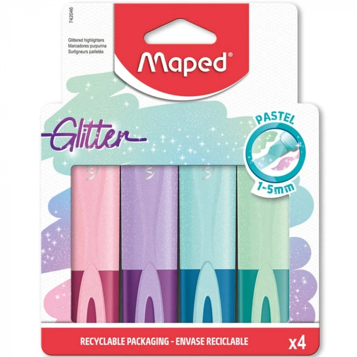 Maped Fosforlu Kalem Glitter Pastel 4 Lü 742046